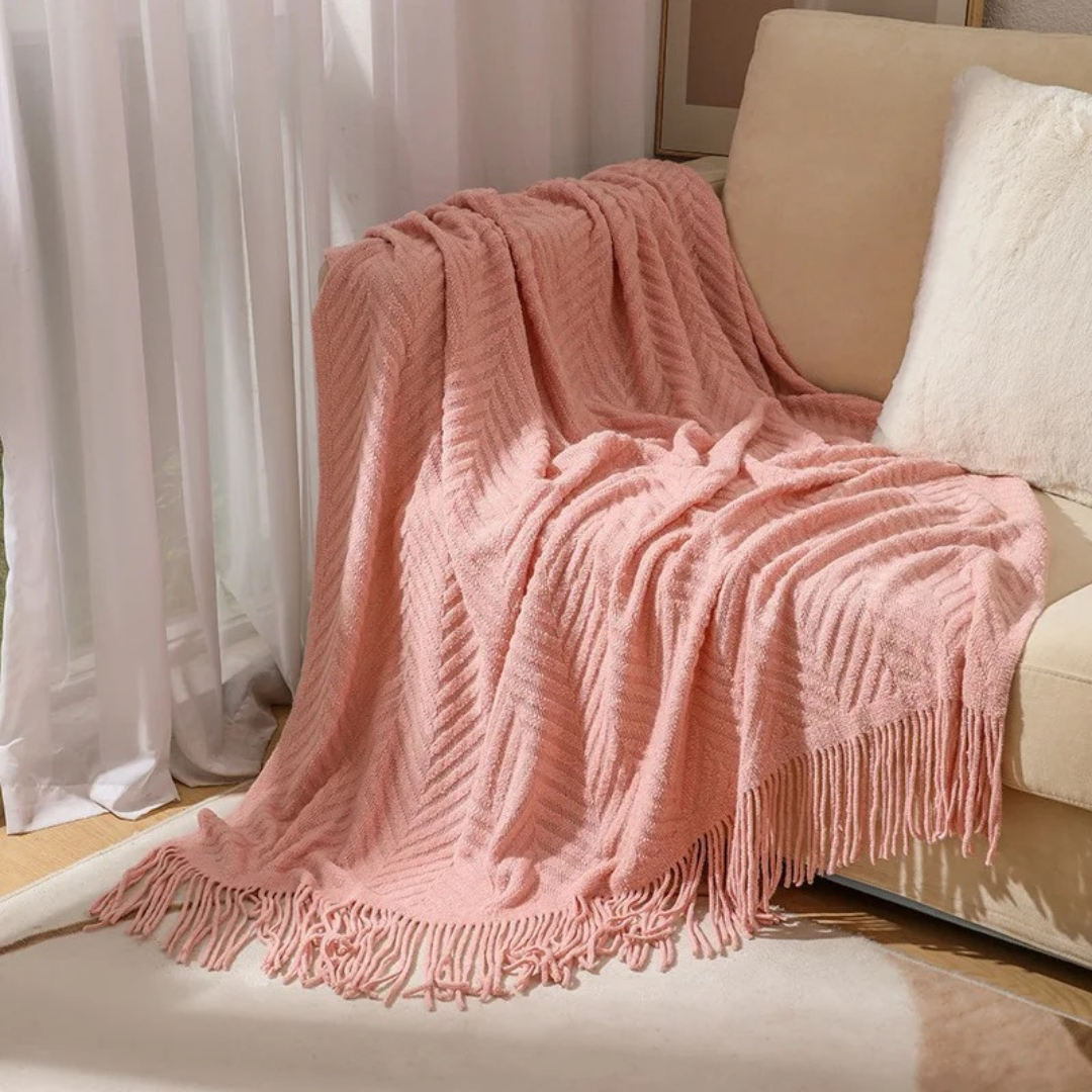 Chevron Pink - Knitted Throw Blanket