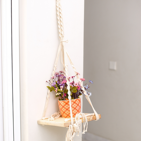 Macrame Planter & Shelf