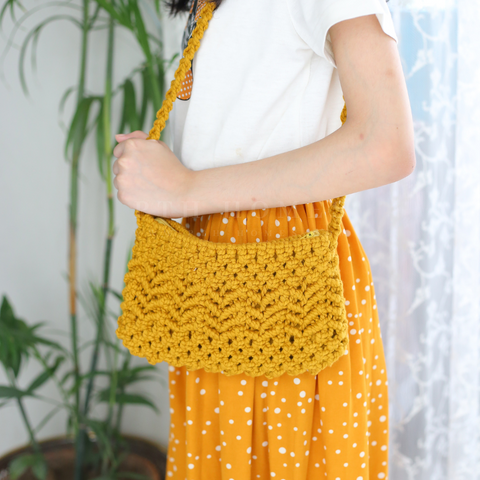 Macrame Shoulder Bag - Mustard