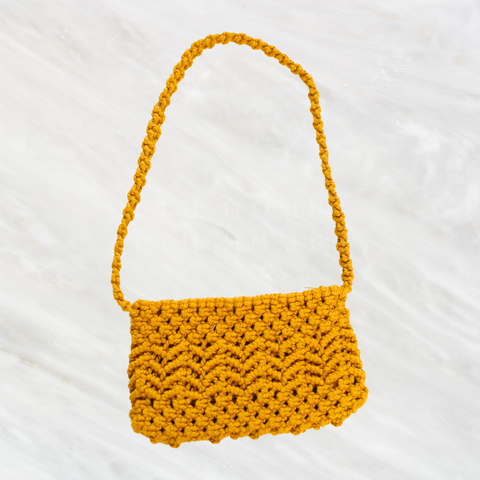 Macrame Shoulder Bag - Mustard