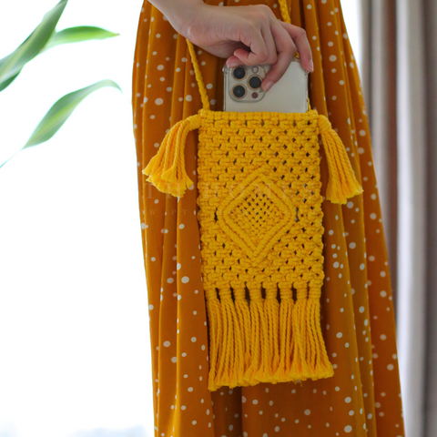 Macrame Phone Bag (Yellow)