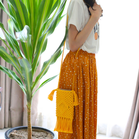 Macrame Phone Bag (Yellow)