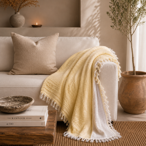 Gauze Muslin - Cotton Throw (Lime)