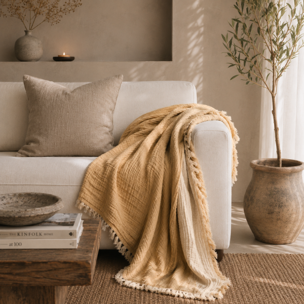 Gauze Muslin - Cotton Throw (Gold)