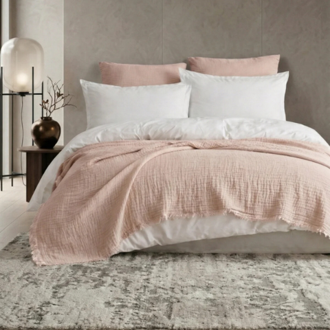 Gauze Muslin - Cotton Throw (Blush)