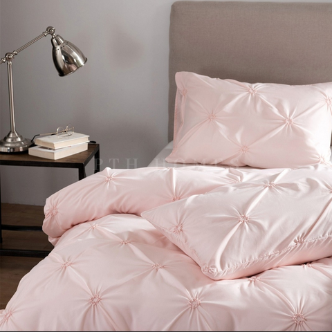 Pintuck Pleated Pink - Duvet Cover Set