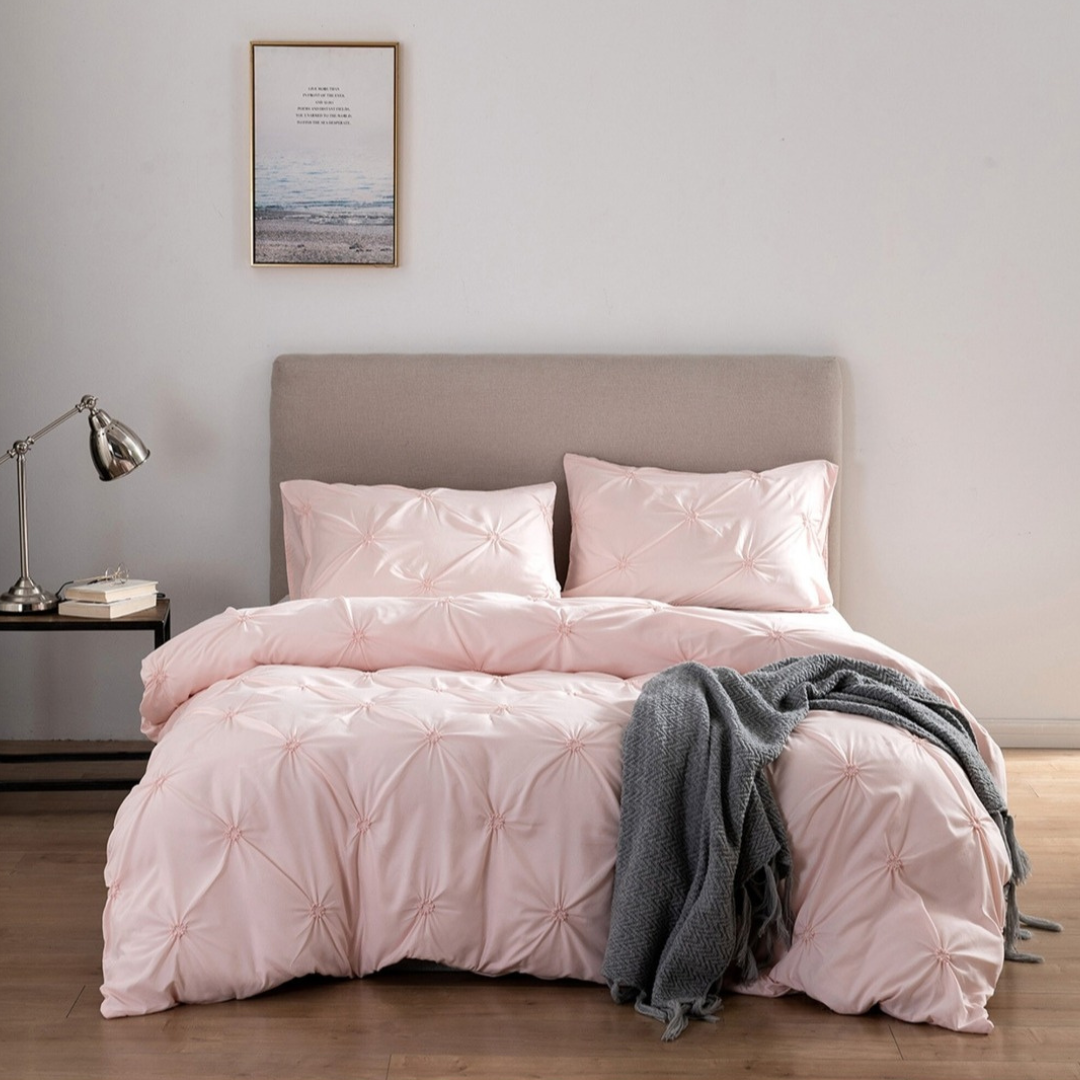 Pintuck Pleated Pink - Duvet Cover Set