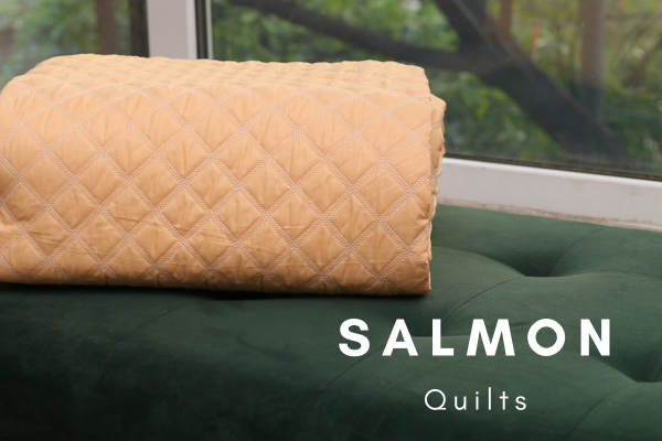 Salmon - Quilted Bedspread Set