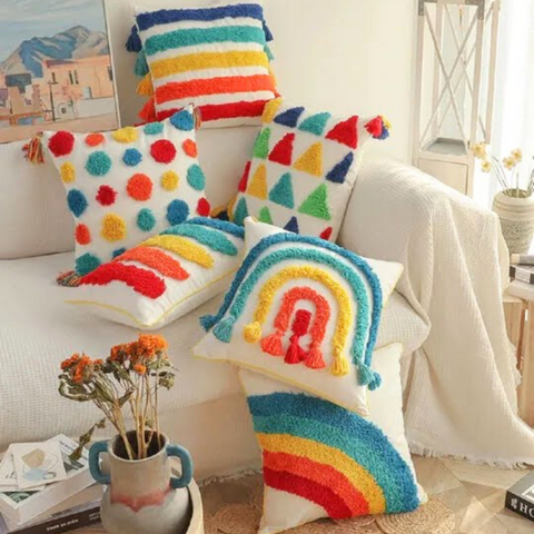 Rainbow - Tufted Cushion Covers