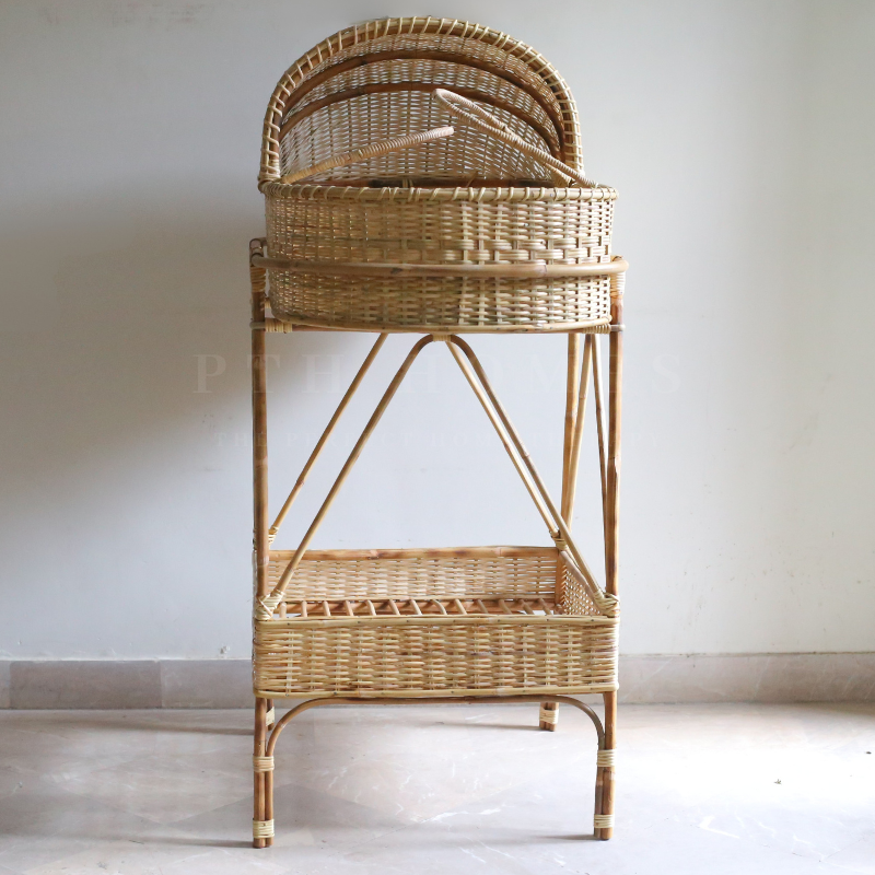 Rattan - Baby Basket with Stand