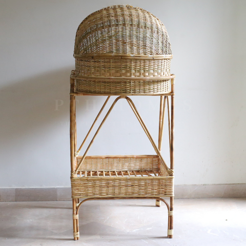 Rattan - Baby Basket with Stand