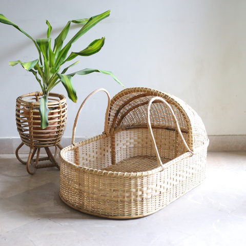 Rattan - Baby Basket with Stand