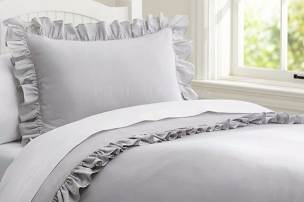 Ruffle Duvet Cover - Grey