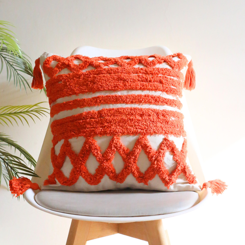 Orange - Tufted Cushion Covers