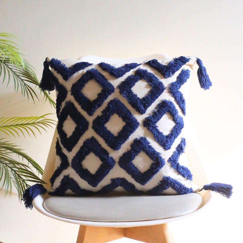Blue - Tufted Cushion Covers