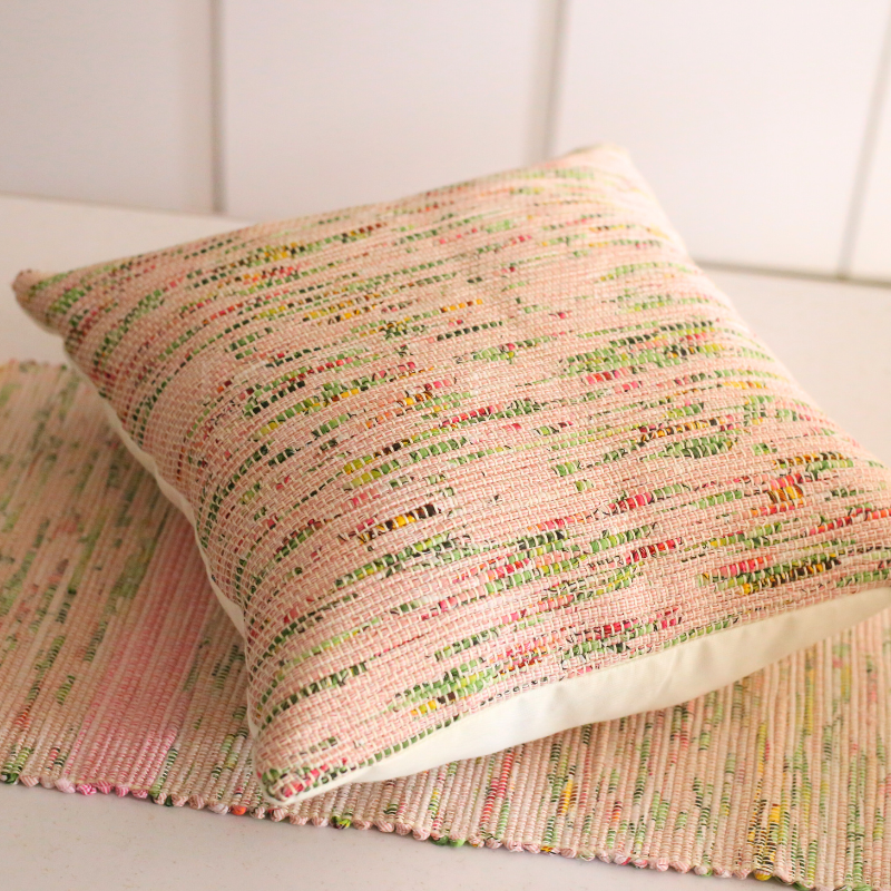 PASTEL LOOM – Handwoven Upcycled | Cushion Cover, Runner, Mat