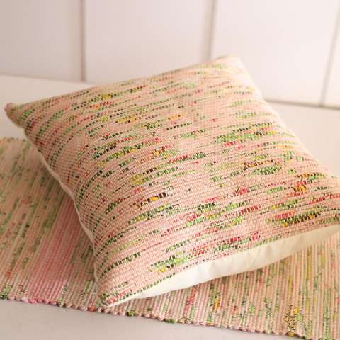 PASTEL LOOM – Handwoven Upcycled | Cushion Cover, Runner, Mat