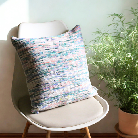 PASTEL LOOM – Handwoven Upcycled | Cushion Cover, Runner, Mat