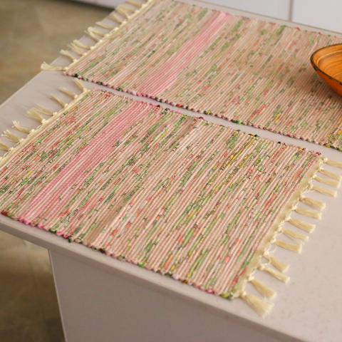 PASTEL LOOM – Handwoven Upcycled | Cushion Cover, Runner, Mat