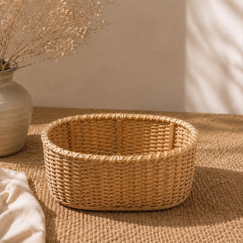 Handwoven Rattan Cane Storage Basket/Organizer