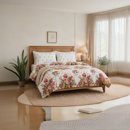 Pink Hue Floral - Cotton Bed Set