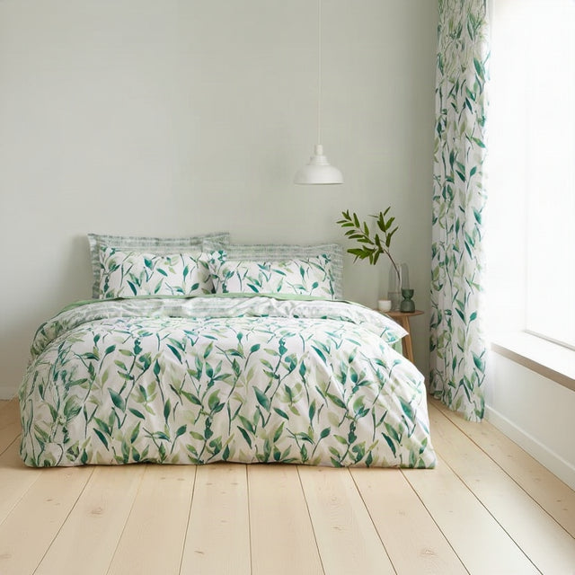 Sea Green Leaves - Cotton Bed Set