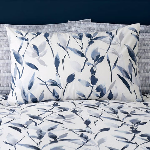 Blue Hue Leaves - Cotton Bed Set