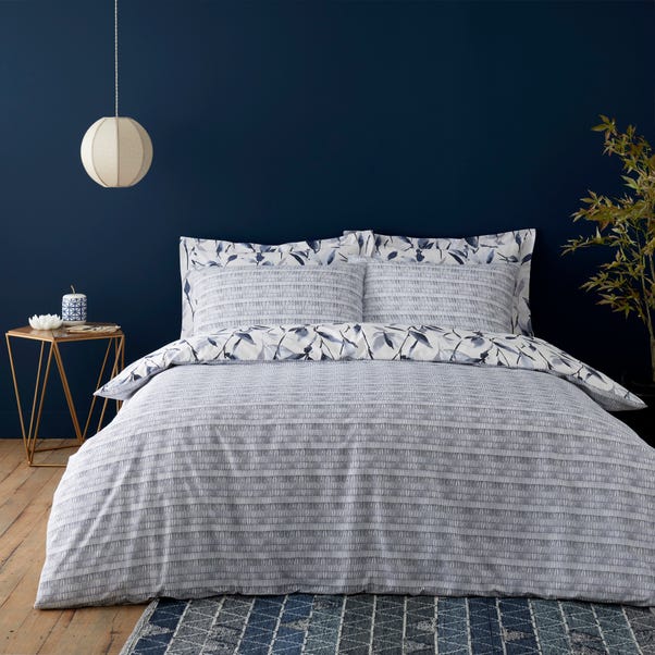 Blue Hue Leaves - Cotton Bed Set