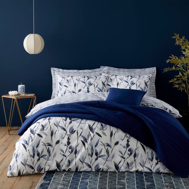 Blue Hue Leaves - Cotton Bed Set