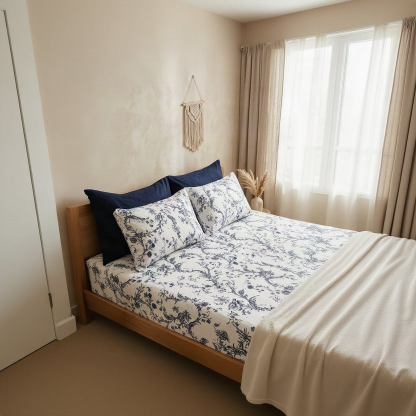 Sapphire Bloom - Cotton Bed Set