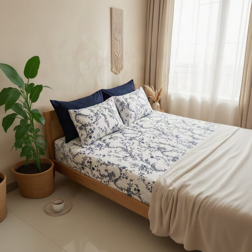 Purple Stalks - Cotton Bed Set