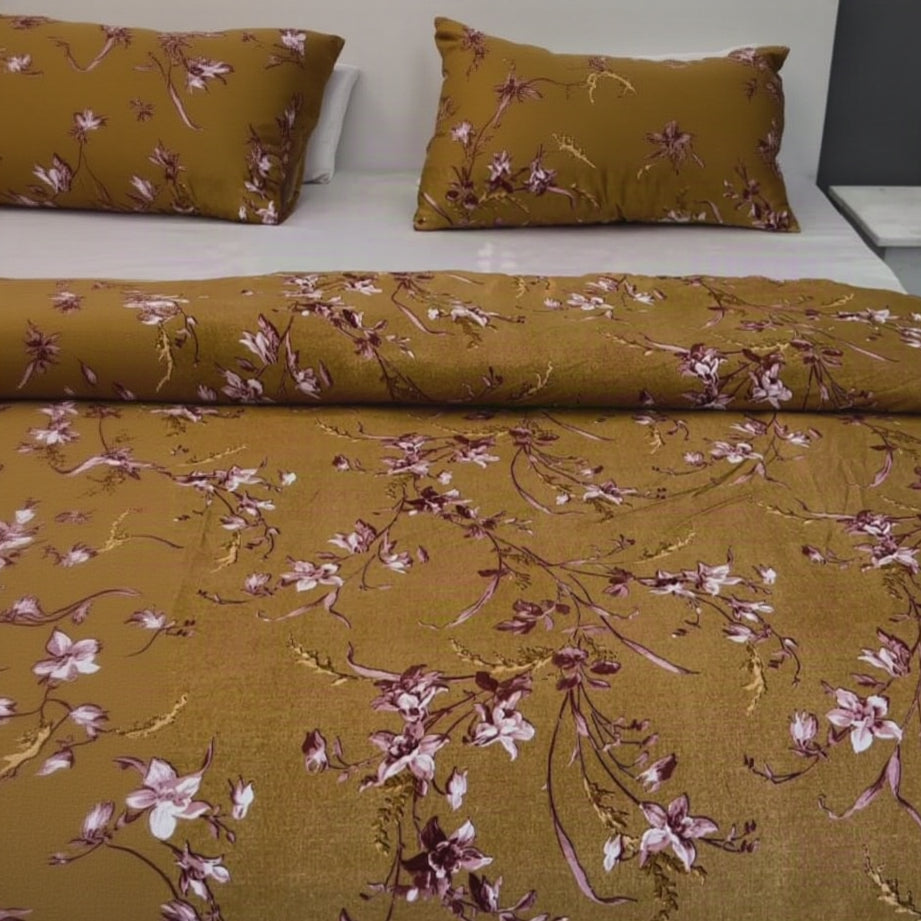 Brown Lilies - Cotton Bed Set