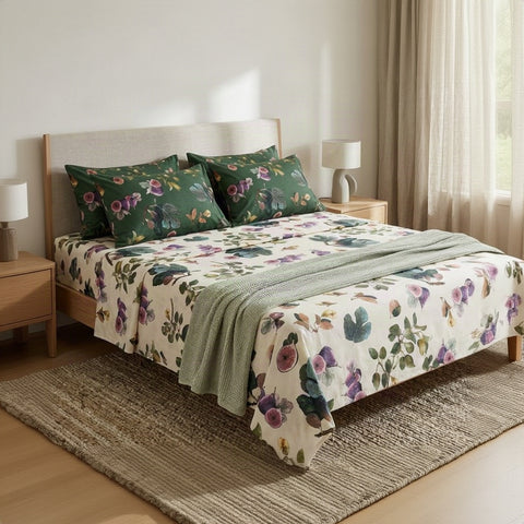 Green Mapples - Cotton Bed Set