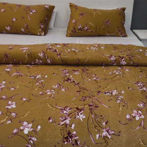 Brown Lilies - Cotton Bed Set