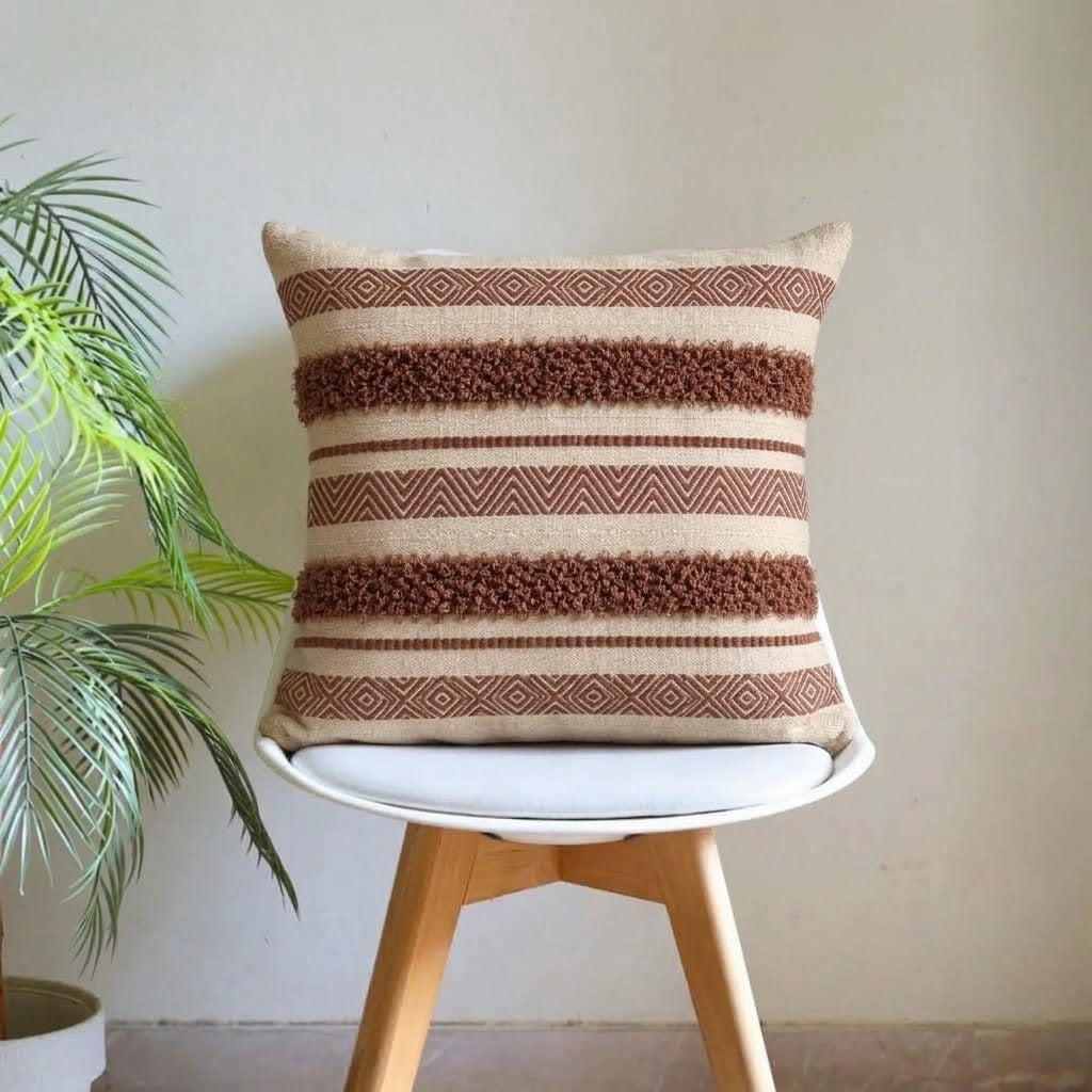 Mocha Heritage Weave - Handwoven Cushion Cover