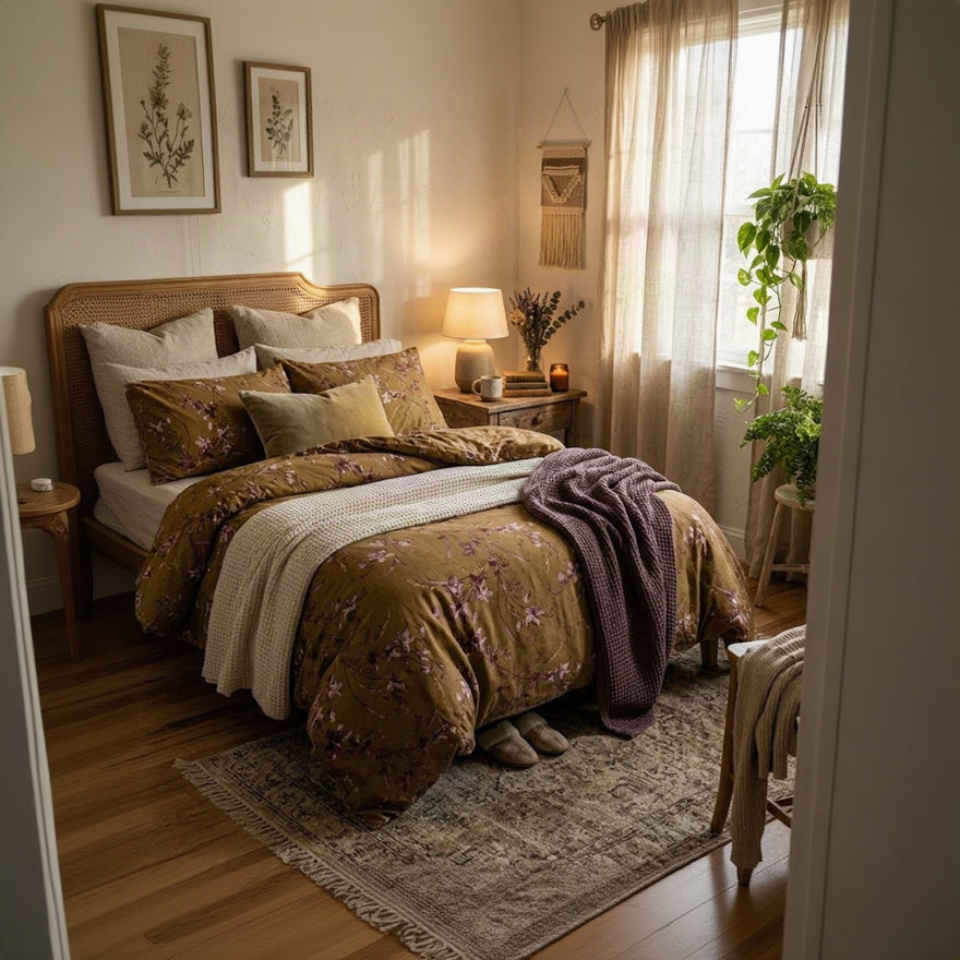 Brown Lilies - Cotton Bed Set