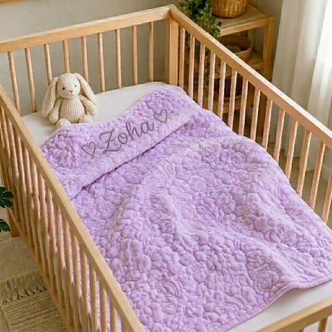 Personalised Crib Blanket - Cloud Lilac
