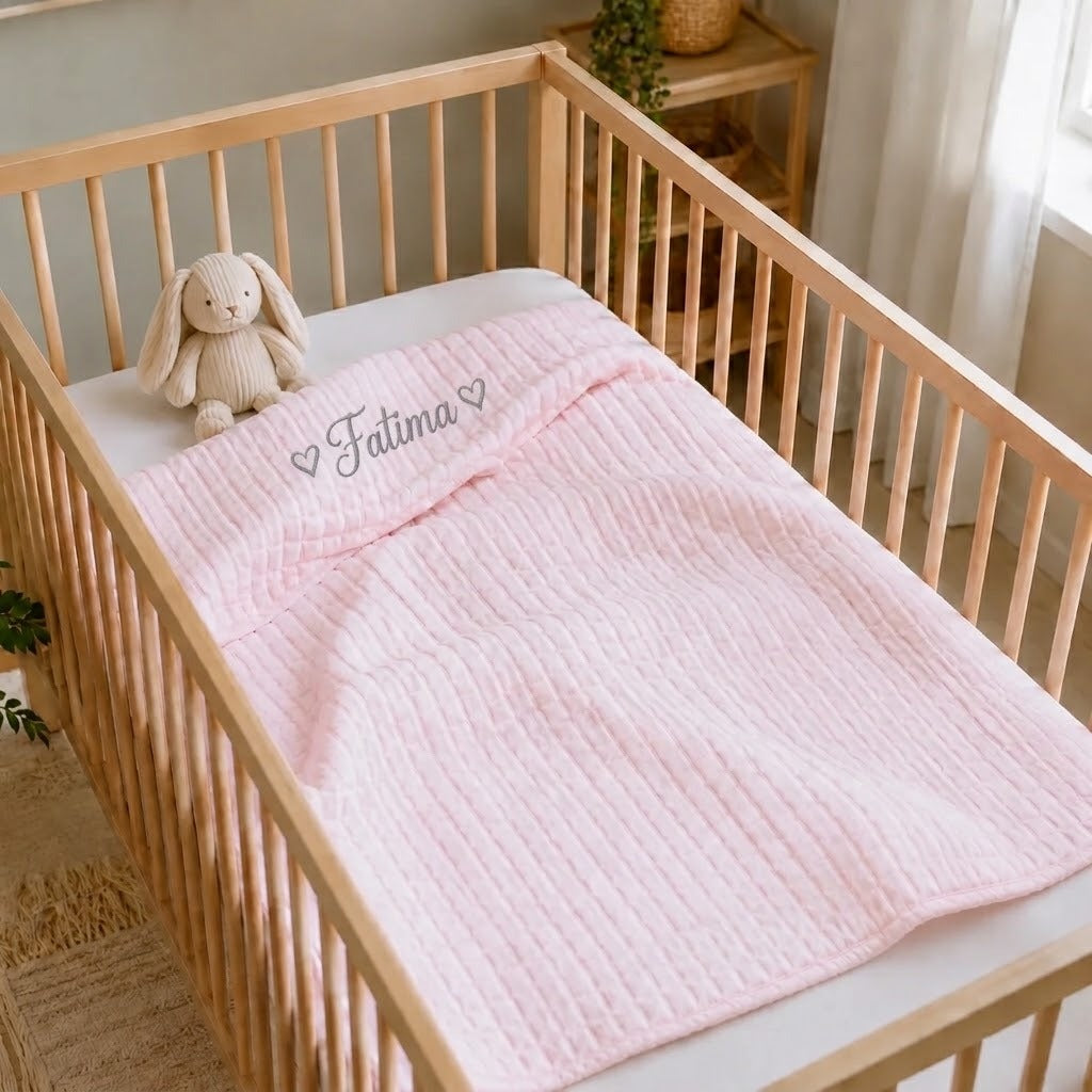 Personalised Crib Blanket - Blush Pink