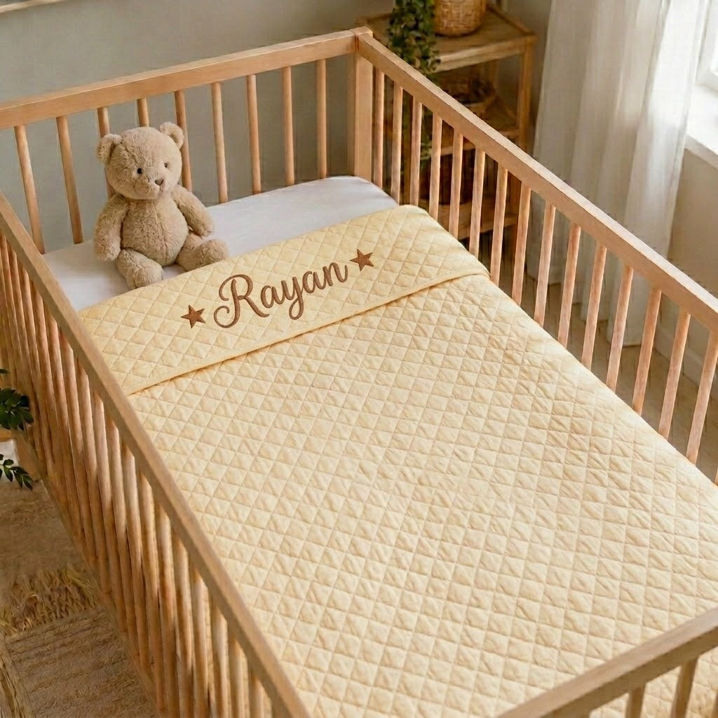 Personalised Crib Blanket - Blush Yellow