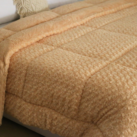 Winter Blossom - Thick Textured Fur Comforter (Beige)