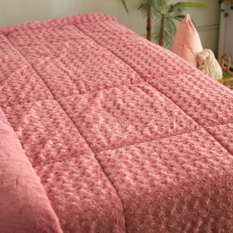 Winter Blossom - Thick Textured Fur Comforter (Pink)