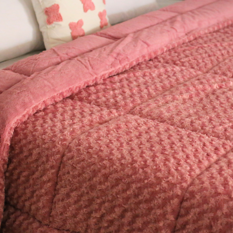 Winter Blossom - Thick Textured Fur Comforter (Pink)