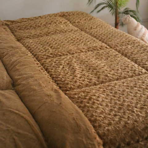 Winter Blossom - Thick Textured Fur Comforter (Brown)