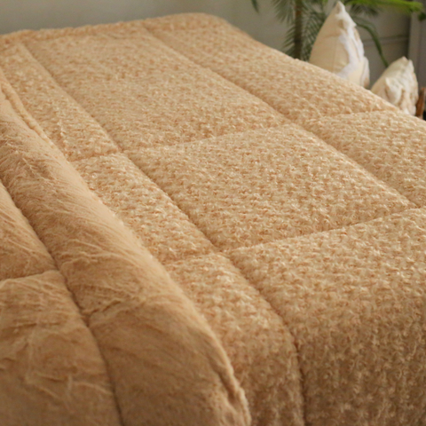 Winter Blossom - Thick Textured Fur Comforter (Beige)