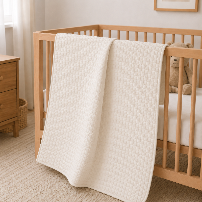 Crib Blanket - Cream Checkered