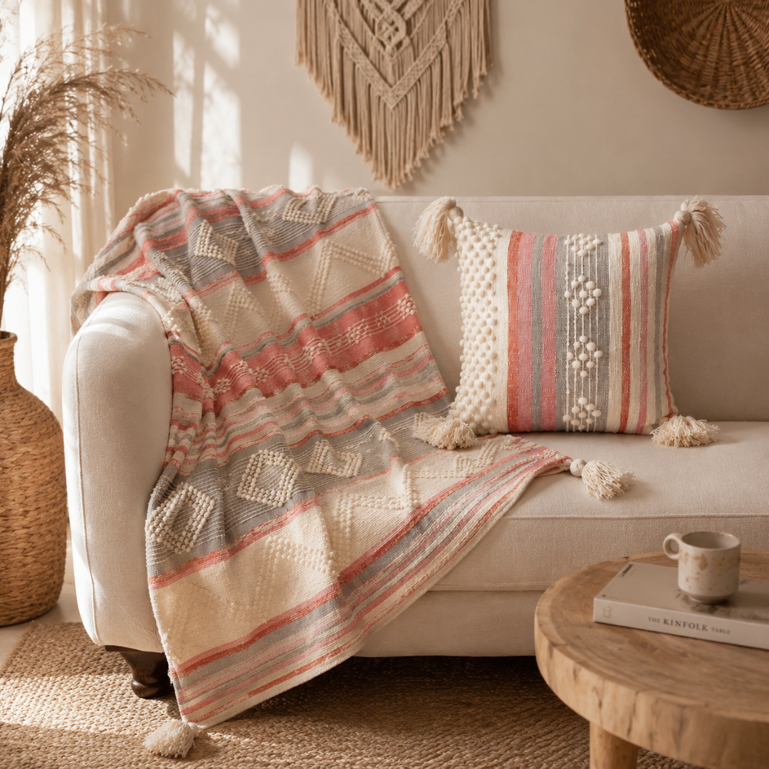 Pink Dune - Handwoven Cushion Cover