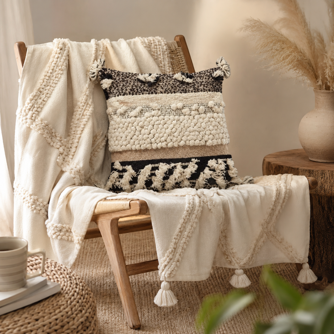 Monochrome - Handwoven Cushion Cover