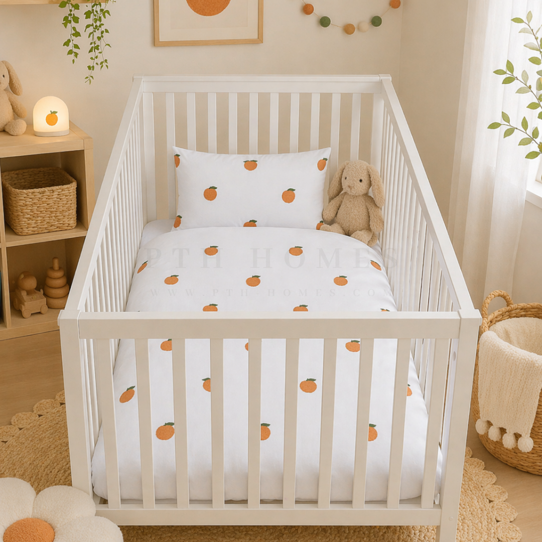 Tufted Orange - 2 Pcs Crib's Bedding Set