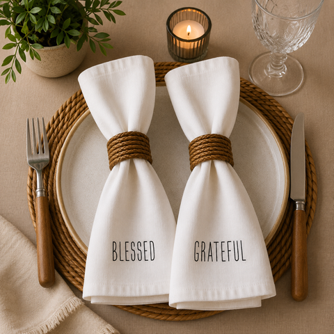 Grateful (Set of 2) Printed Cotton Napkin Set