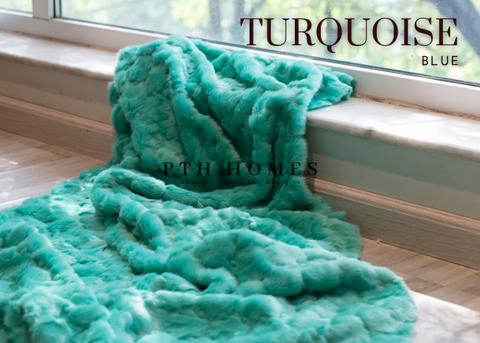 Turquoise Blue Fur Throw
